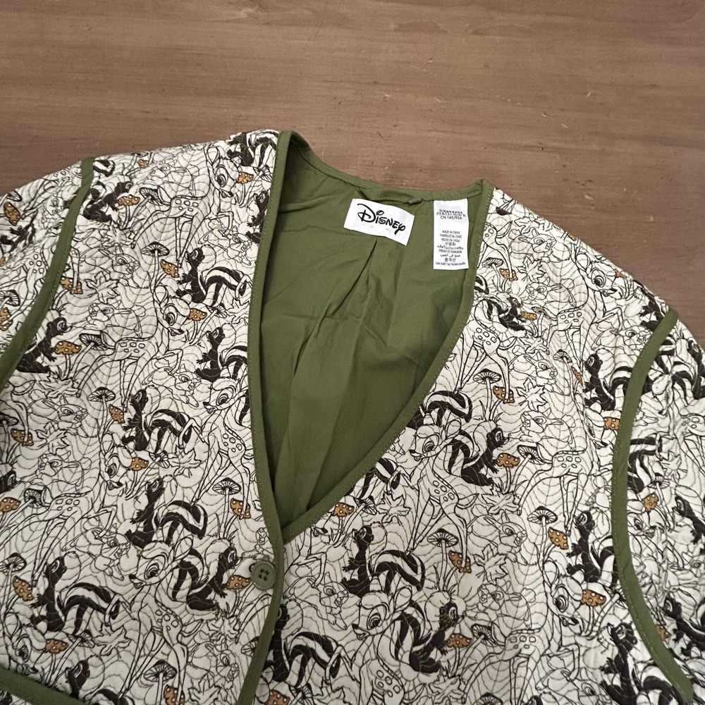 Disney Olive Green & Black Patterned Quilted Blazer Jacket